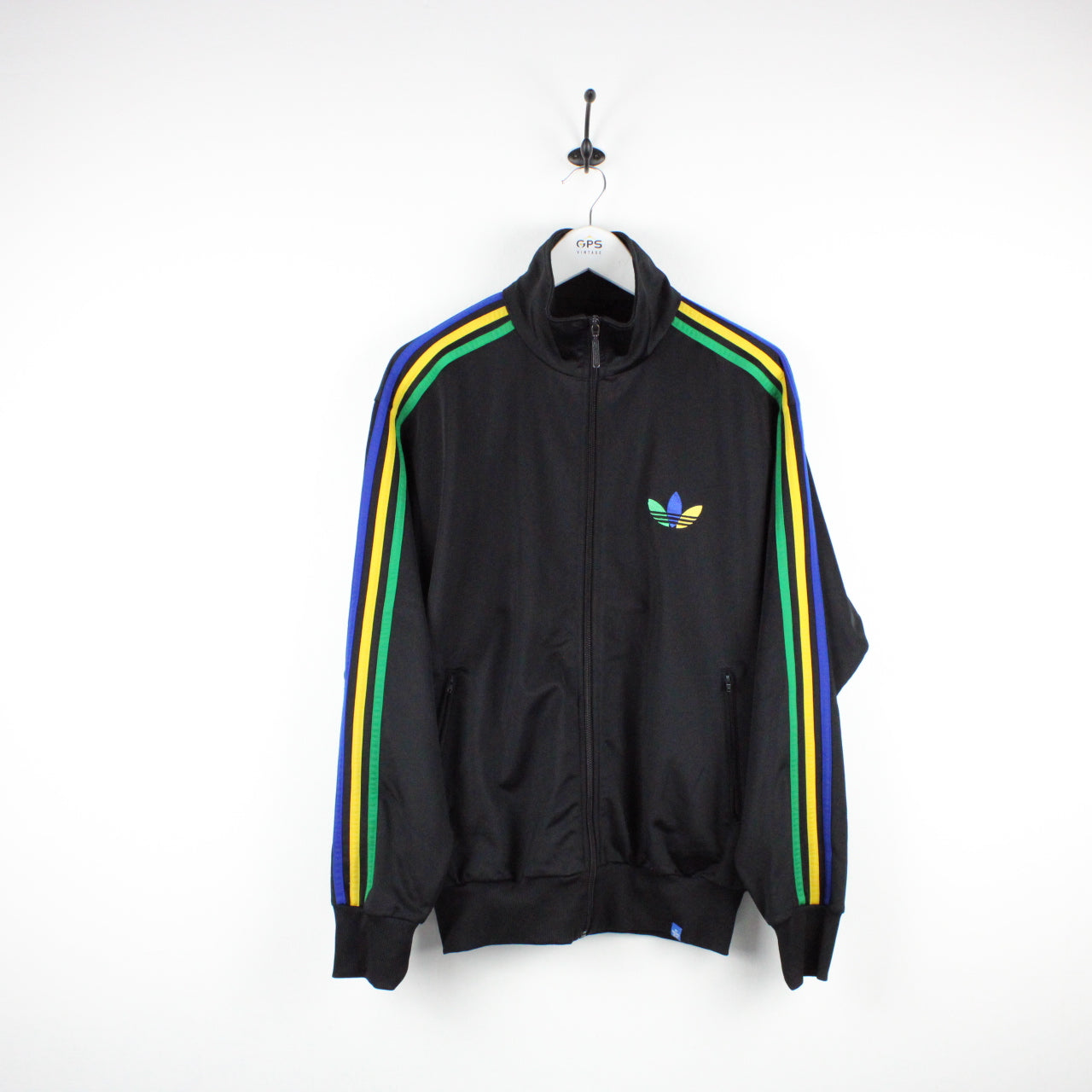 Adidas black blue green jacket Clearance