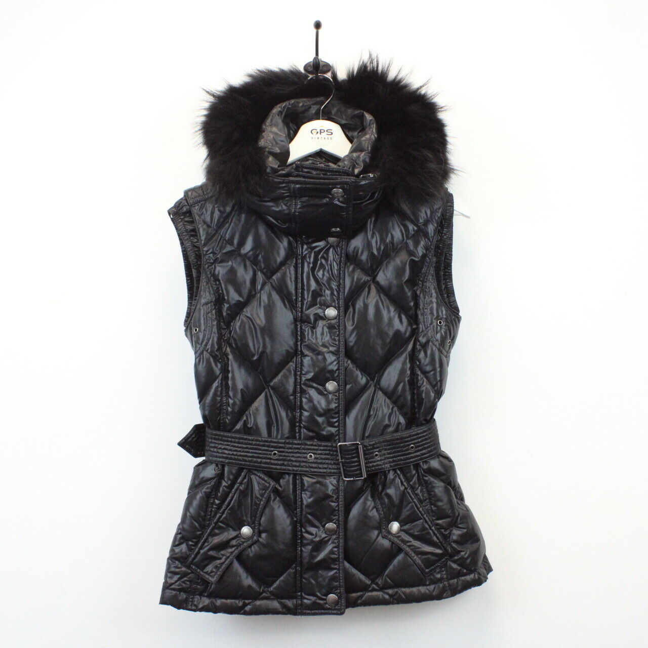 Womens BURBERRY Goose Down Bodywarmer Black XS GPS Vintage