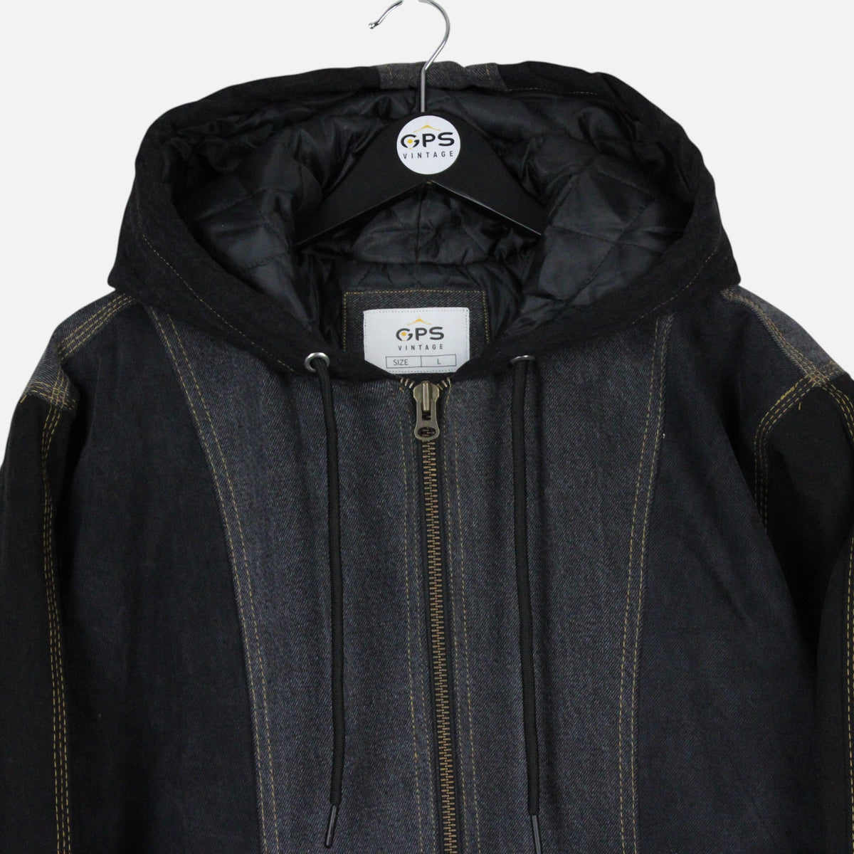 Denim Hooded Jacket | Black