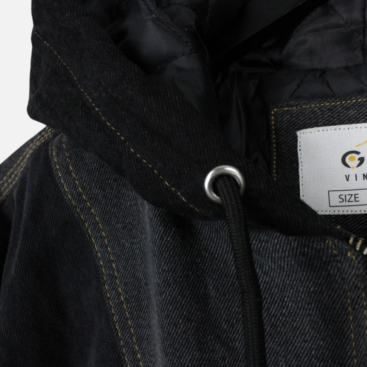 Denim Hooded Jacket | Black