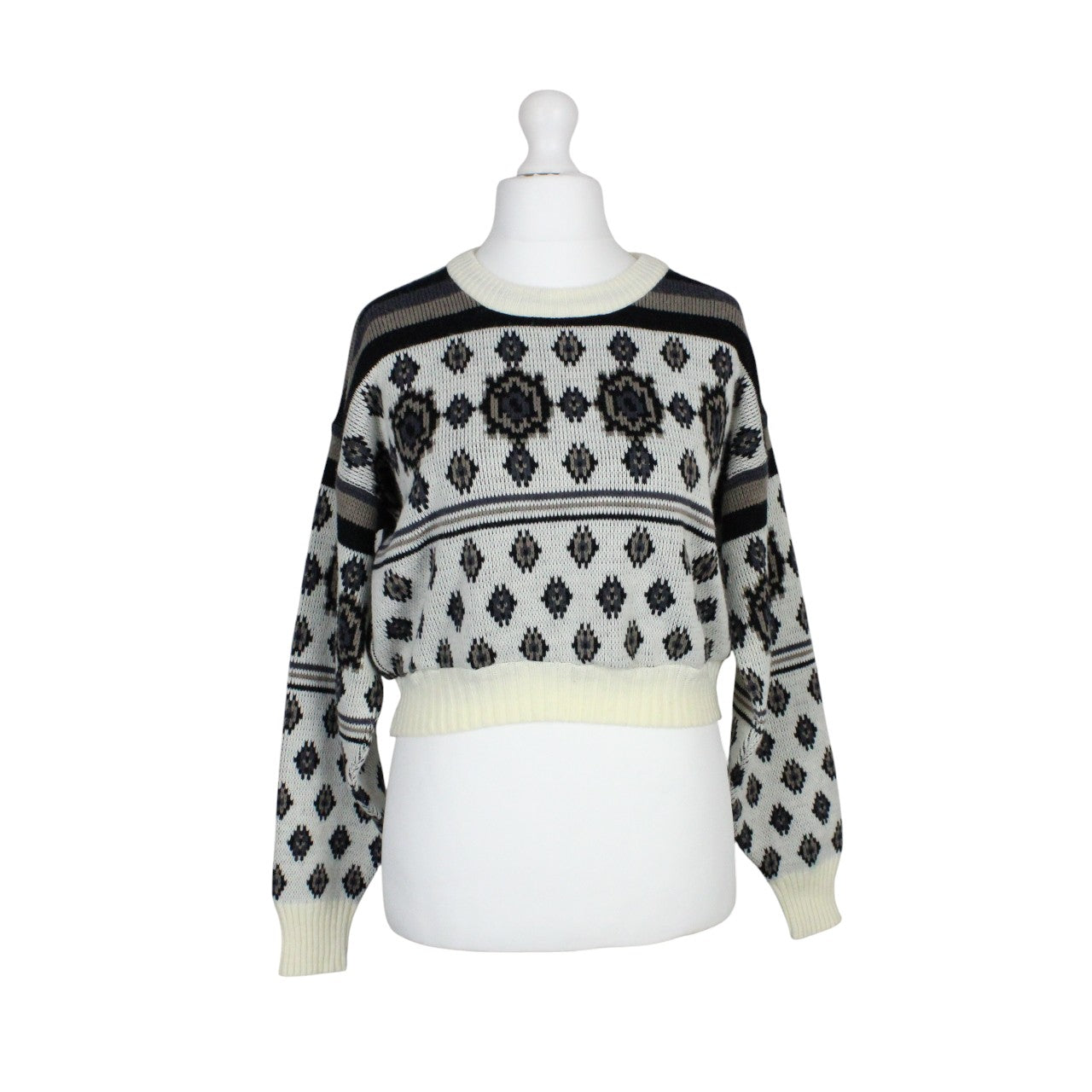 CROP KNIT Reworked Jumper Cream | Small