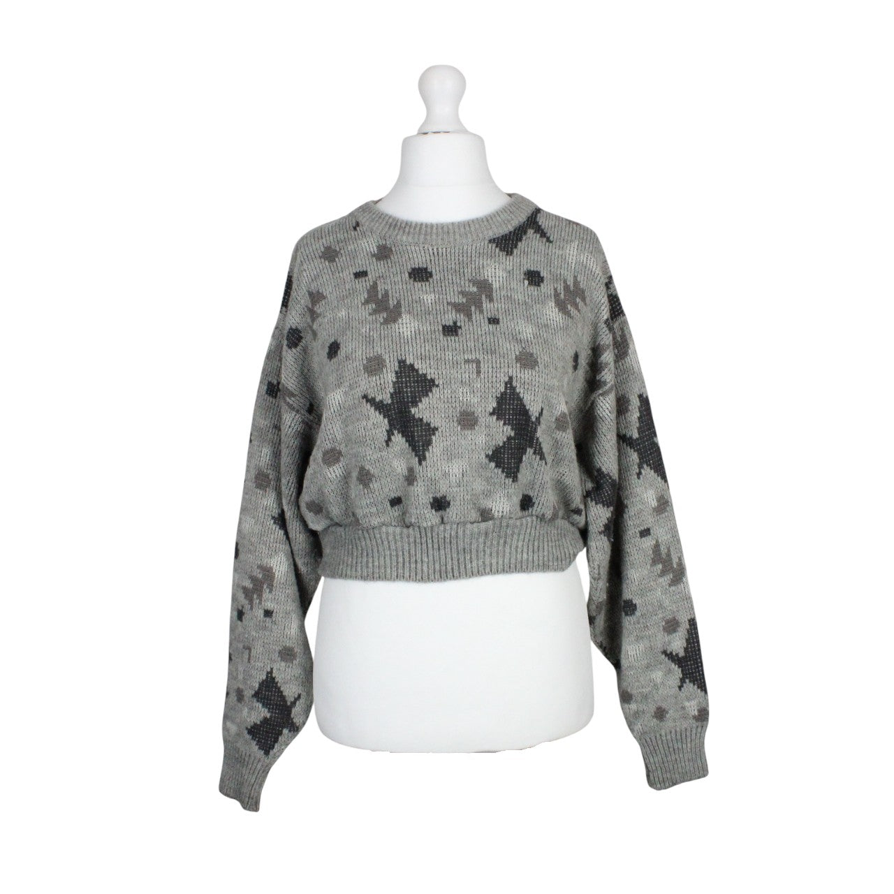 CROP KNIT Reworked Jumper Grey | Mediun