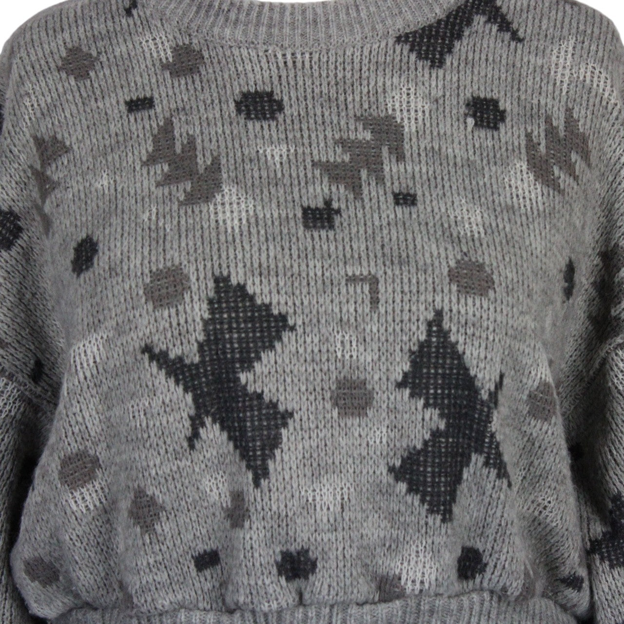 CROP KNIT Reworked Jumper Grey | Mediun