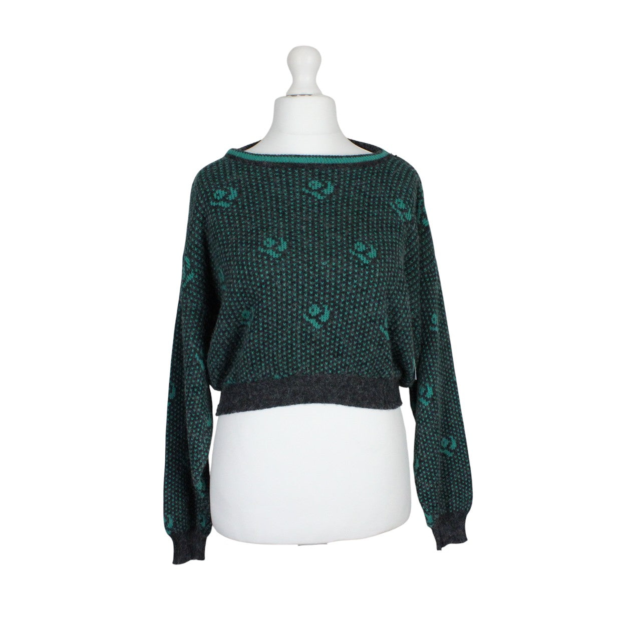 CROP KNIT Reworked Jumper Green | Small