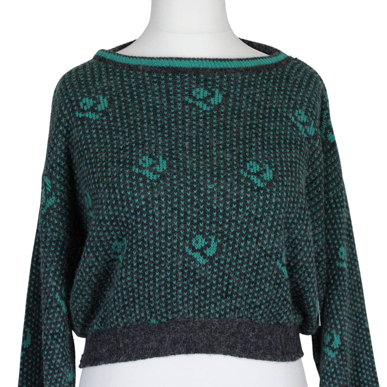CROP KNIT Reworked Jumper Green | Small