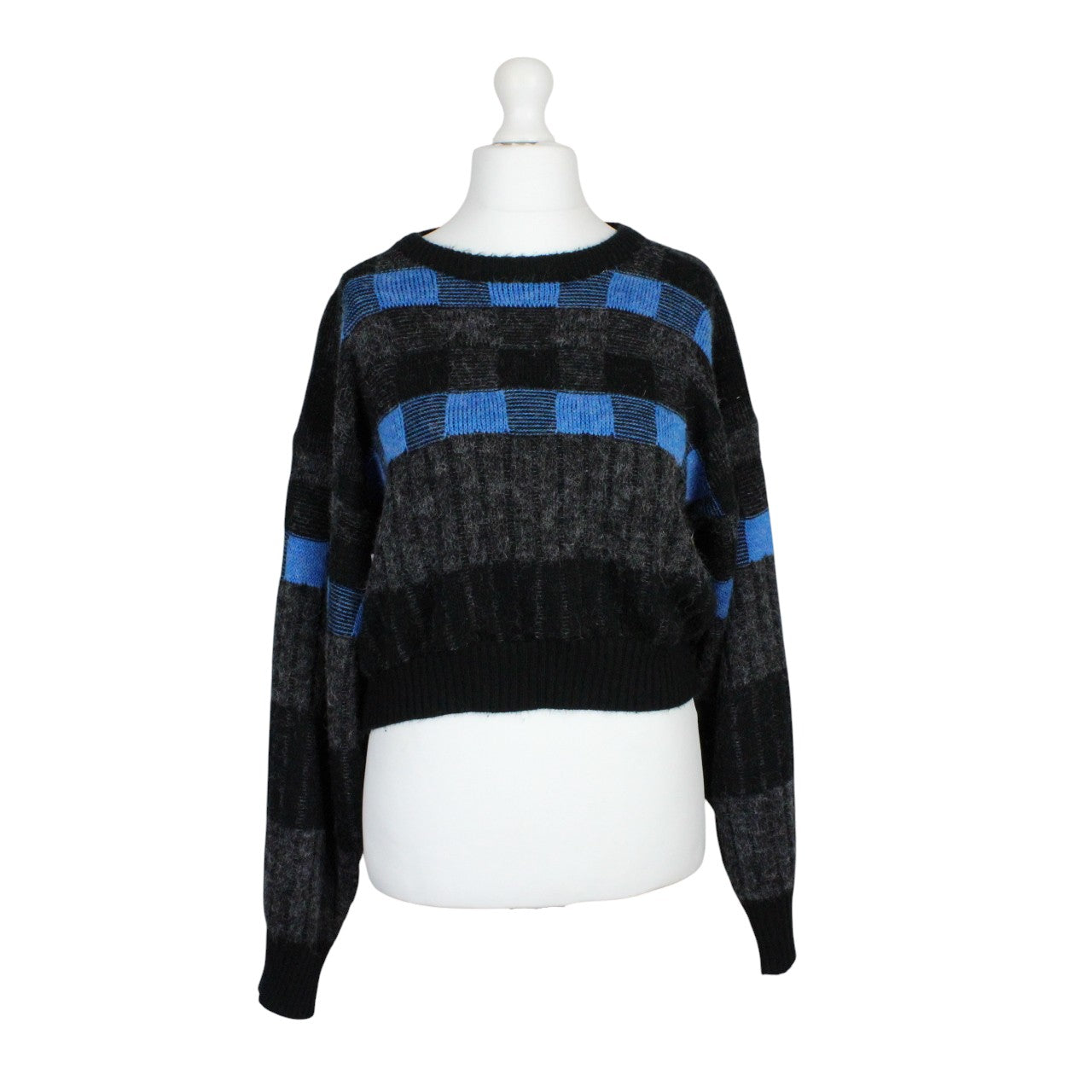 Womens Reworked Crop Knit Jumper Blue | Medium