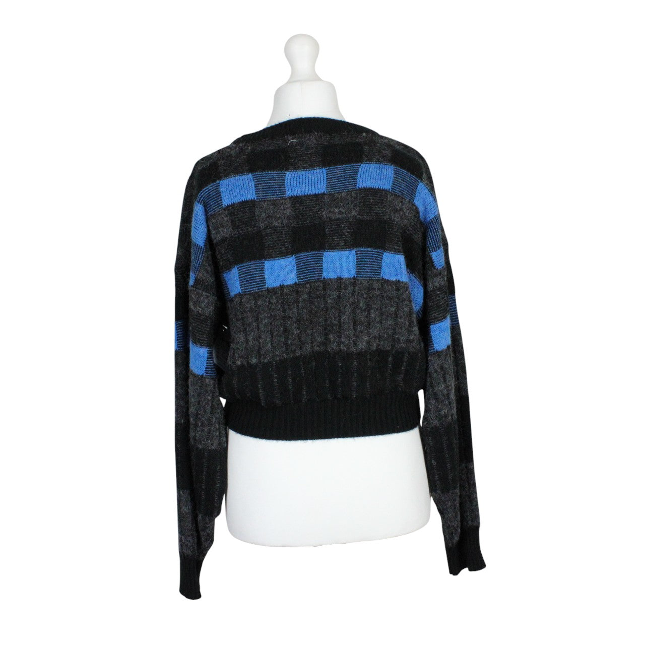 Womens Reworked Crop Knit Jumper Blue | Medium