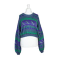 Womens Reworked Crop Knit Jumper Purple | Large