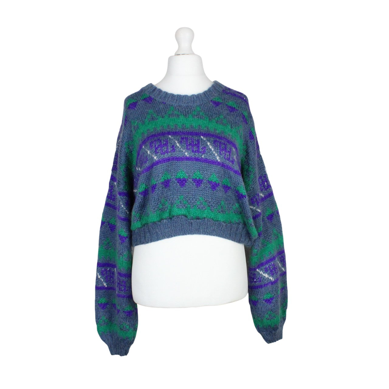 Womens Reworked Crop Knit Jumper Purple | Large