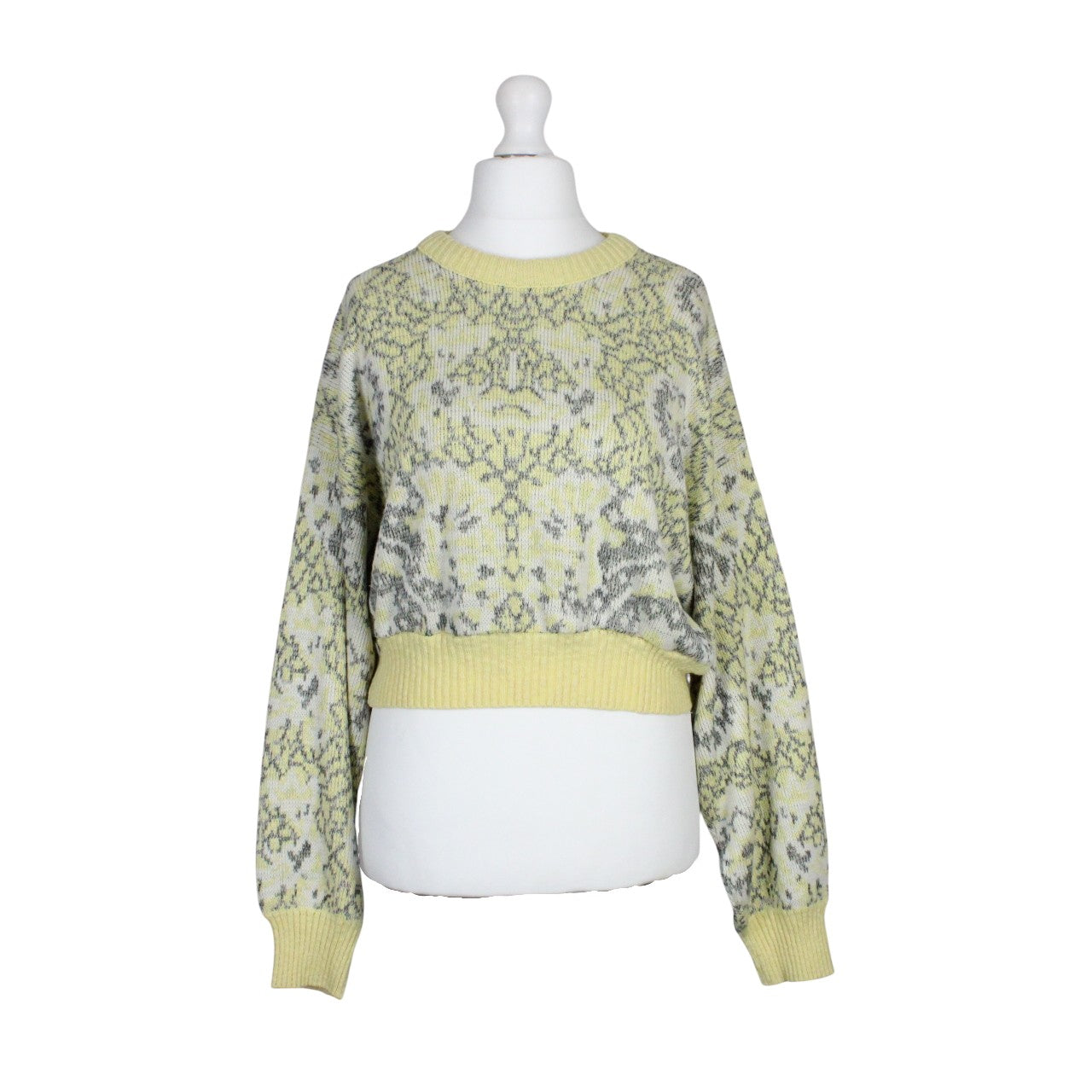 Womens Reworked Crop Knit Jumper Yellow | Medium