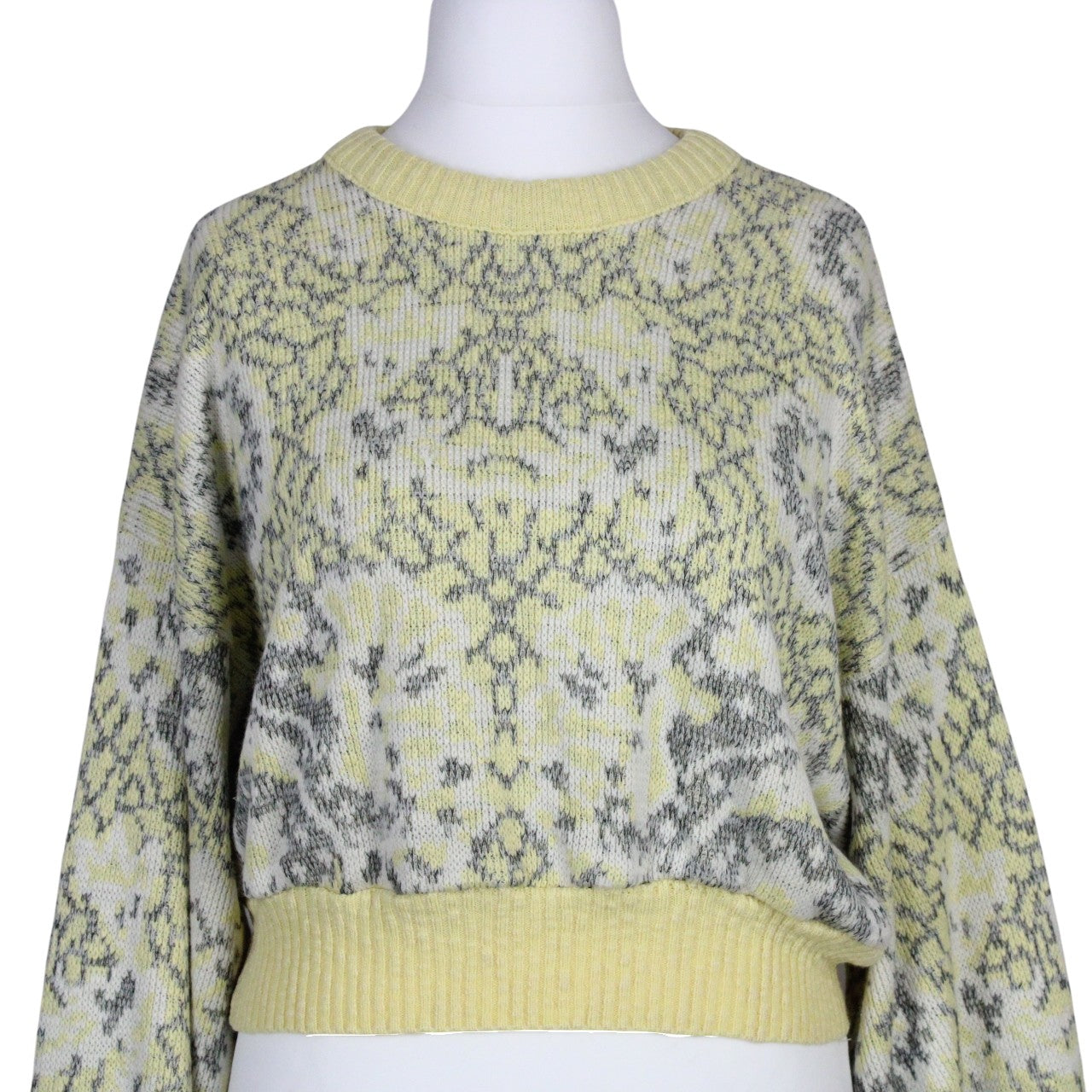 Womens Reworked Crop Knit Jumper Yellow | Medium