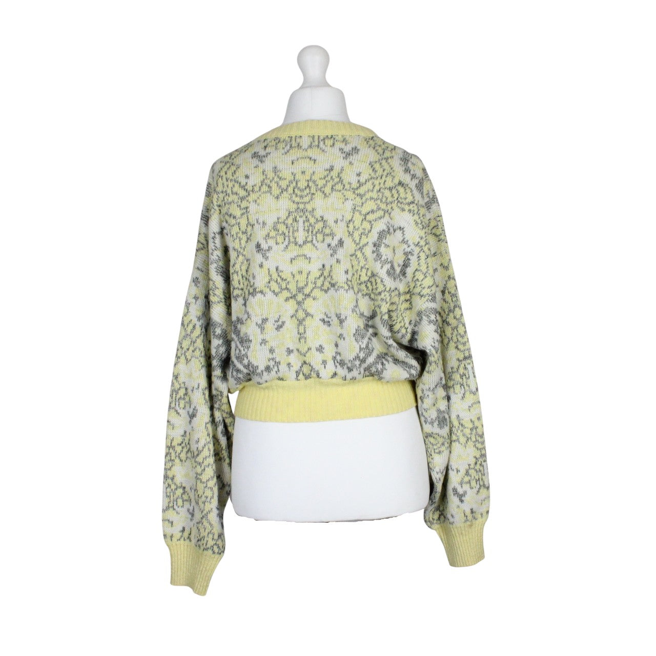 Womens Reworked Crop Knit Jumper Yellow | Medium