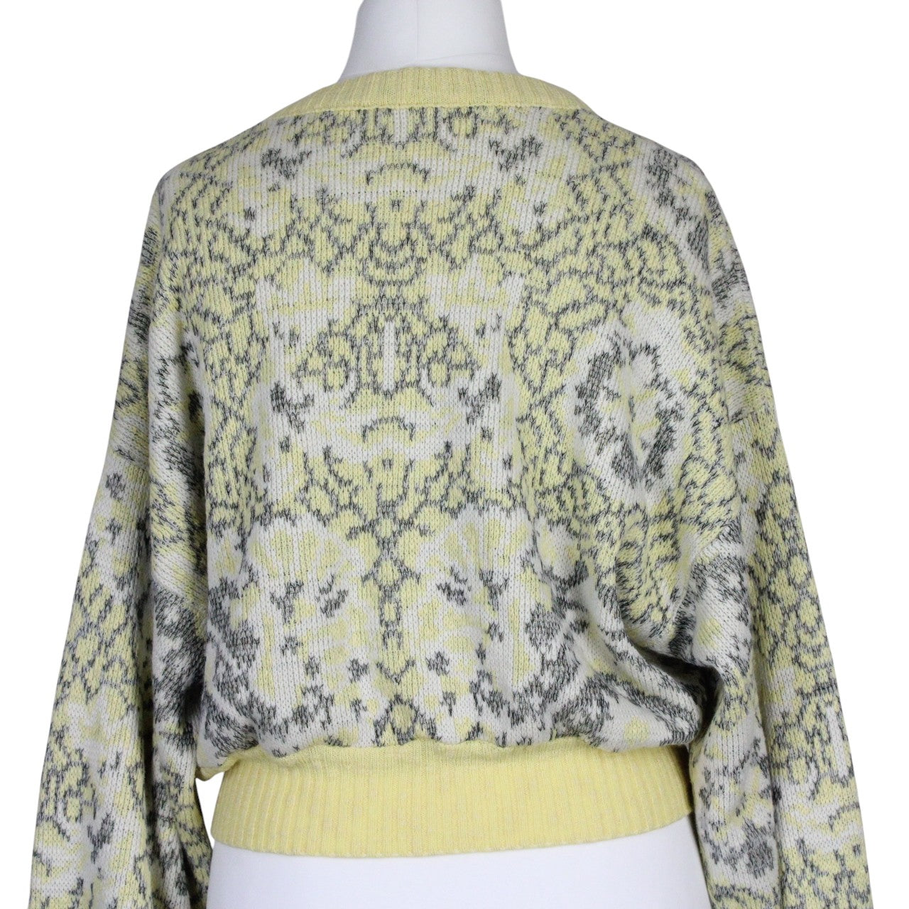 Womens Reworked Crop Knit Jumper Yellow | Medium