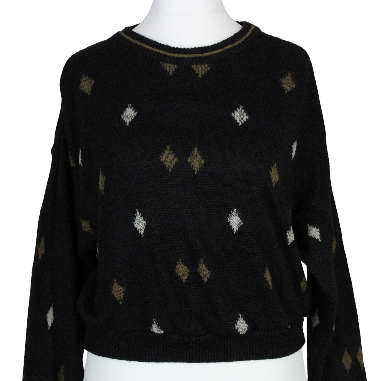 Womens Reworked Crop Knit Jumper Black | Medium