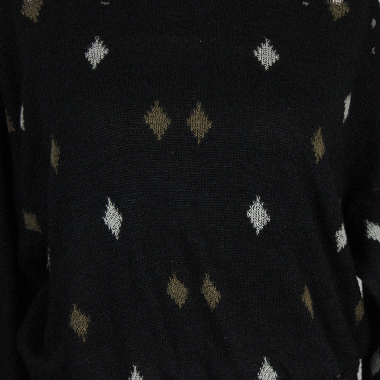 Womens Reworked Crop Knit Jumper Black | Medium