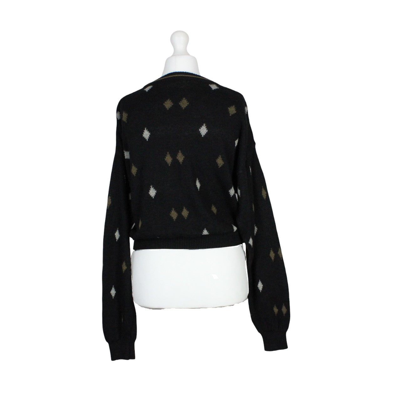 Womens Reworked Crop Knit Jumper Black | Medium