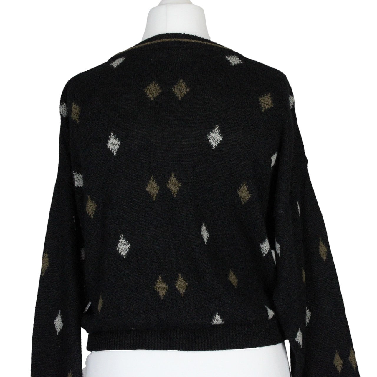 Womens Reworked Crop Knit Jumper Black | Medium