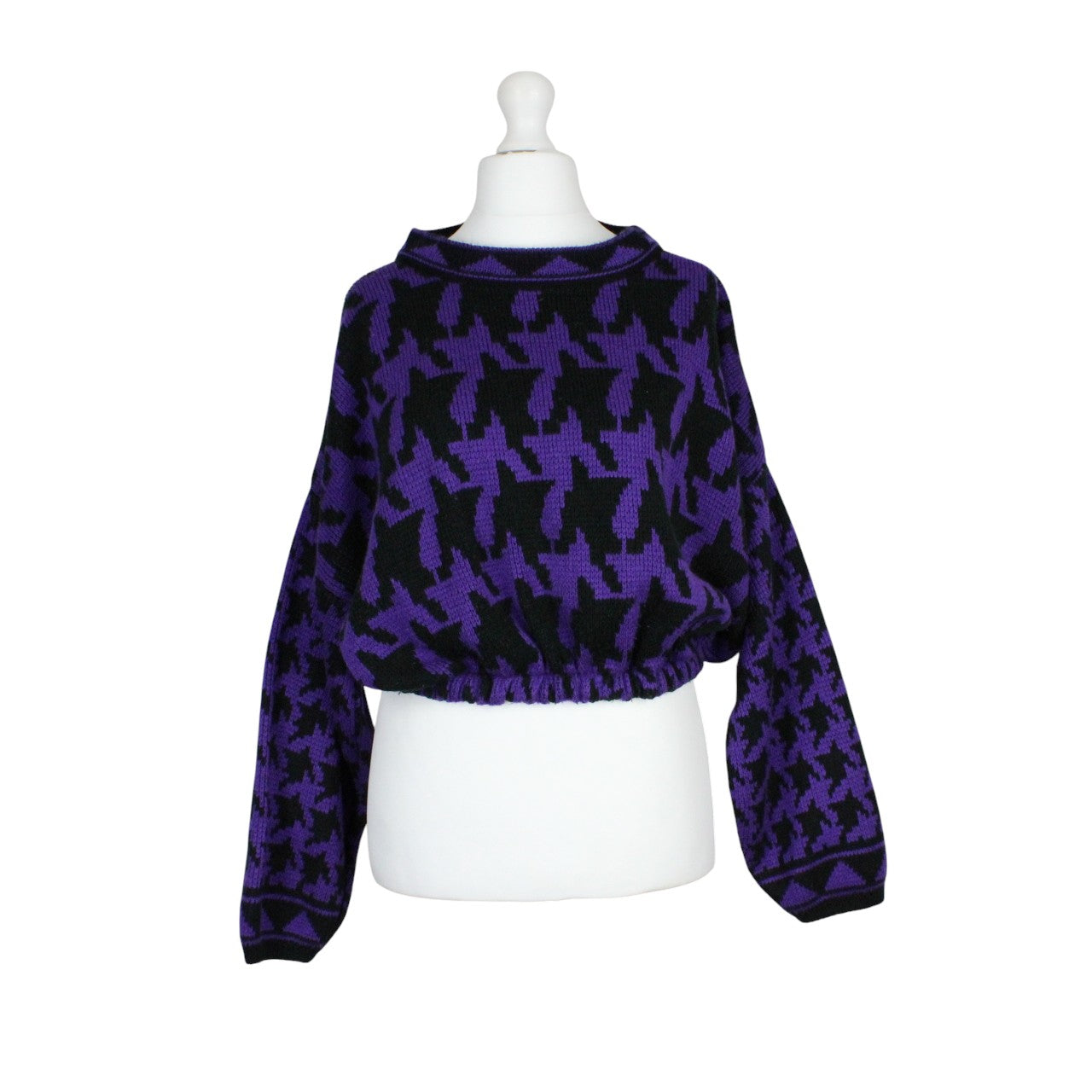 Womens Reworked Crop Knit Jumper Purple | Large