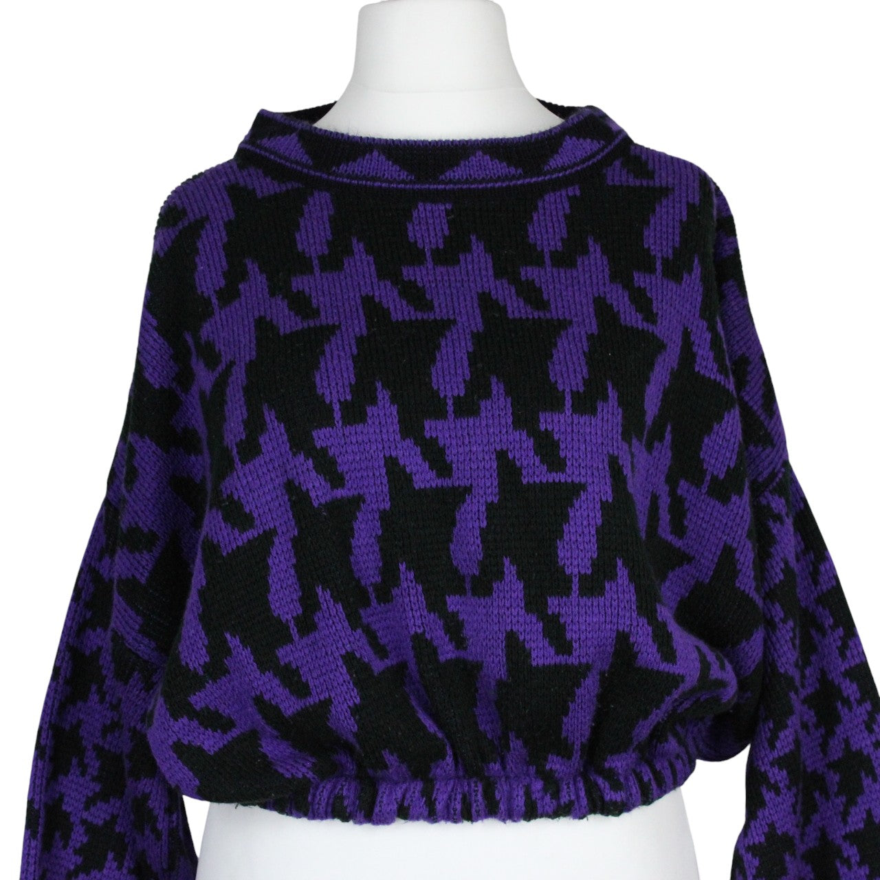 Womens Reworked Crop Knit Jumper Purple | Large