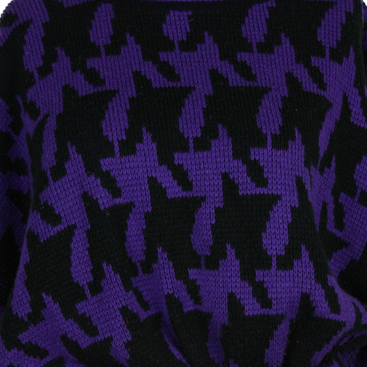 Womens Reworked Crop Knit Jumper Purple | Large