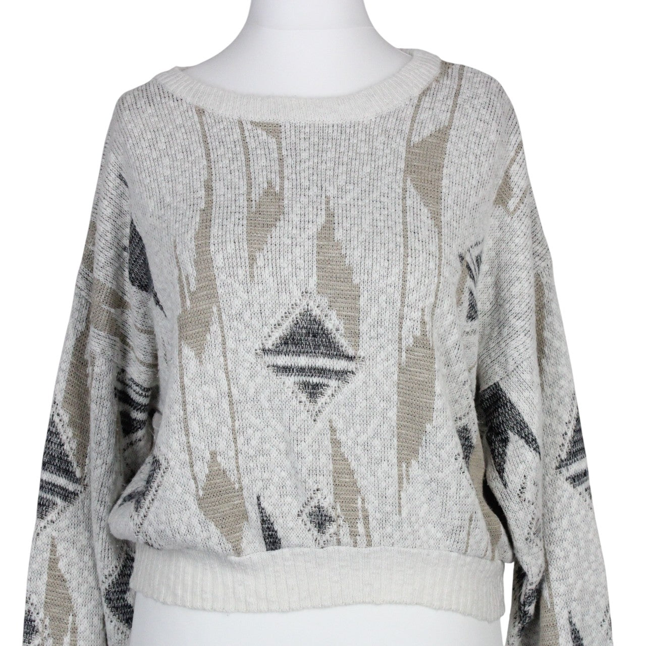 Womens Reworked Crop Knit Jumper Cream | Large