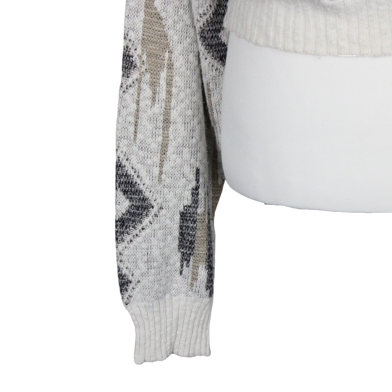 Womens Reworked Crop Knit Jumper Cream | Large