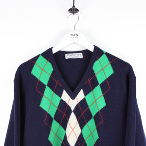 Vintage 90s BURBERRY Knit Sweatshirt Navy | Large