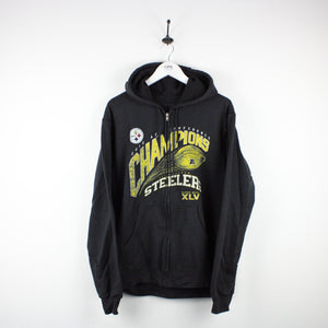 NFL REEBOK Pittsburgh STEELERS Hoodie Black | Medium
