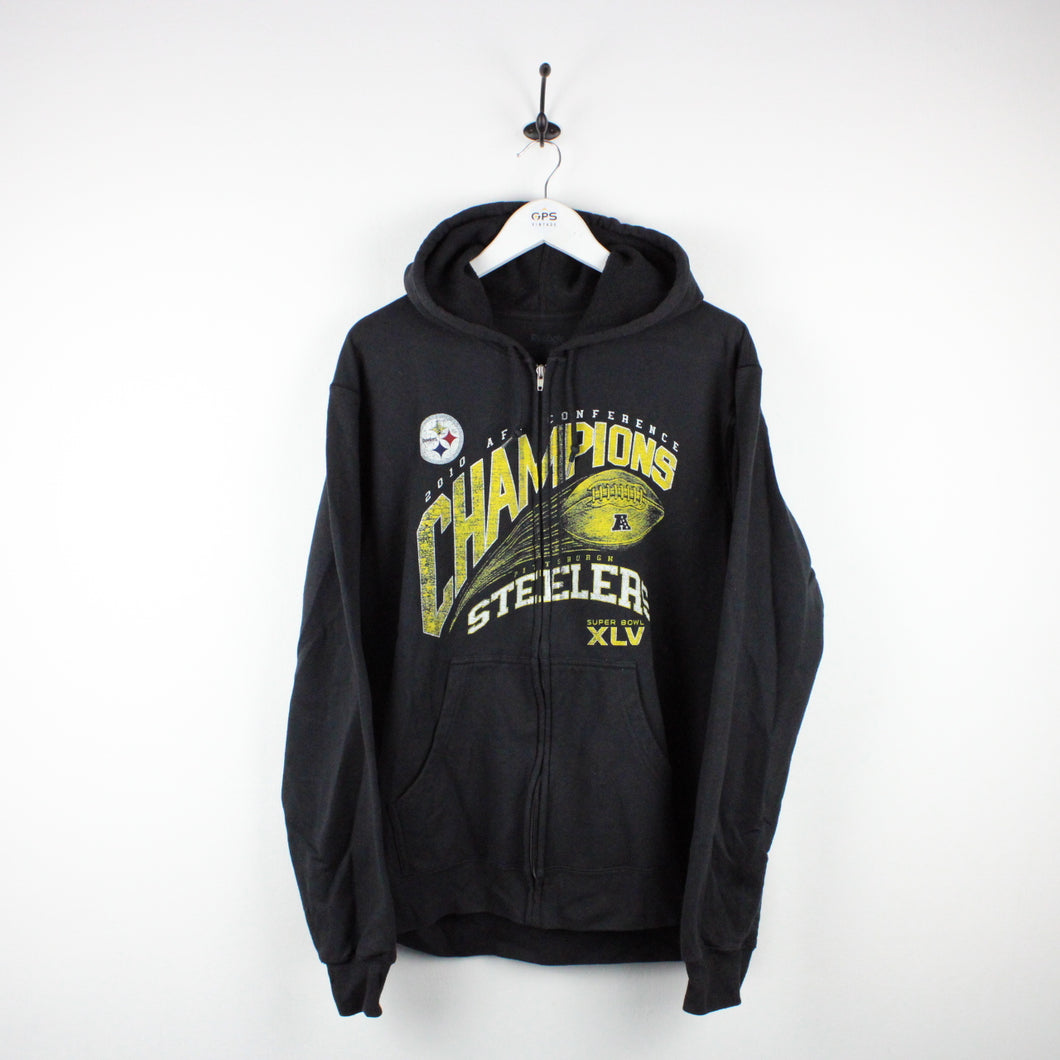 NFL REEBOK Pittsburgh STEELERS Hoodie Black | Medium