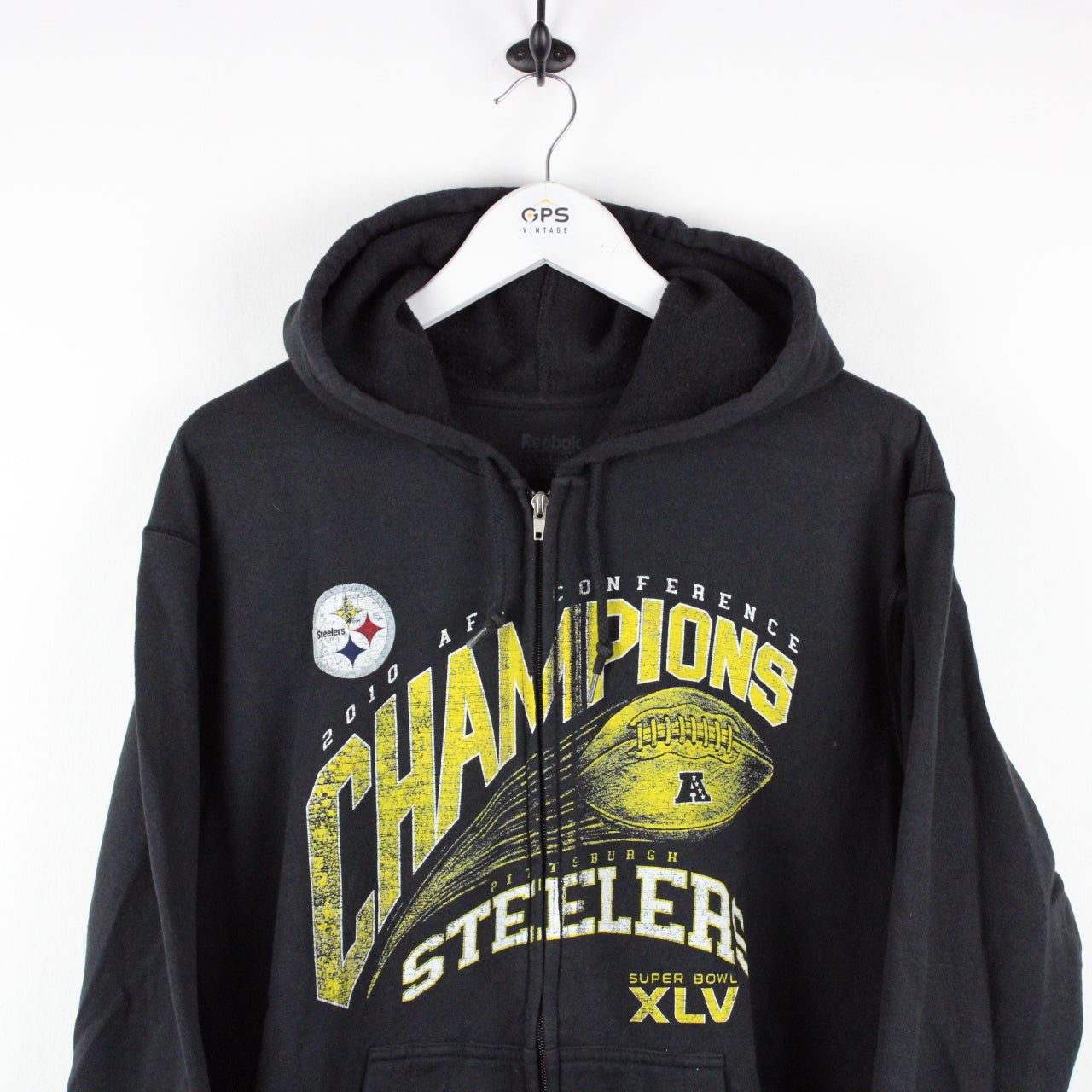NFL REEBOK Pittsburgh STEELERS Hoodie Black | Medium