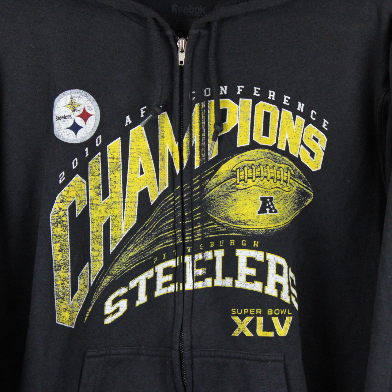 NFL REEBOK Pittsburgh STEELERS Hoodie Black | Medium
