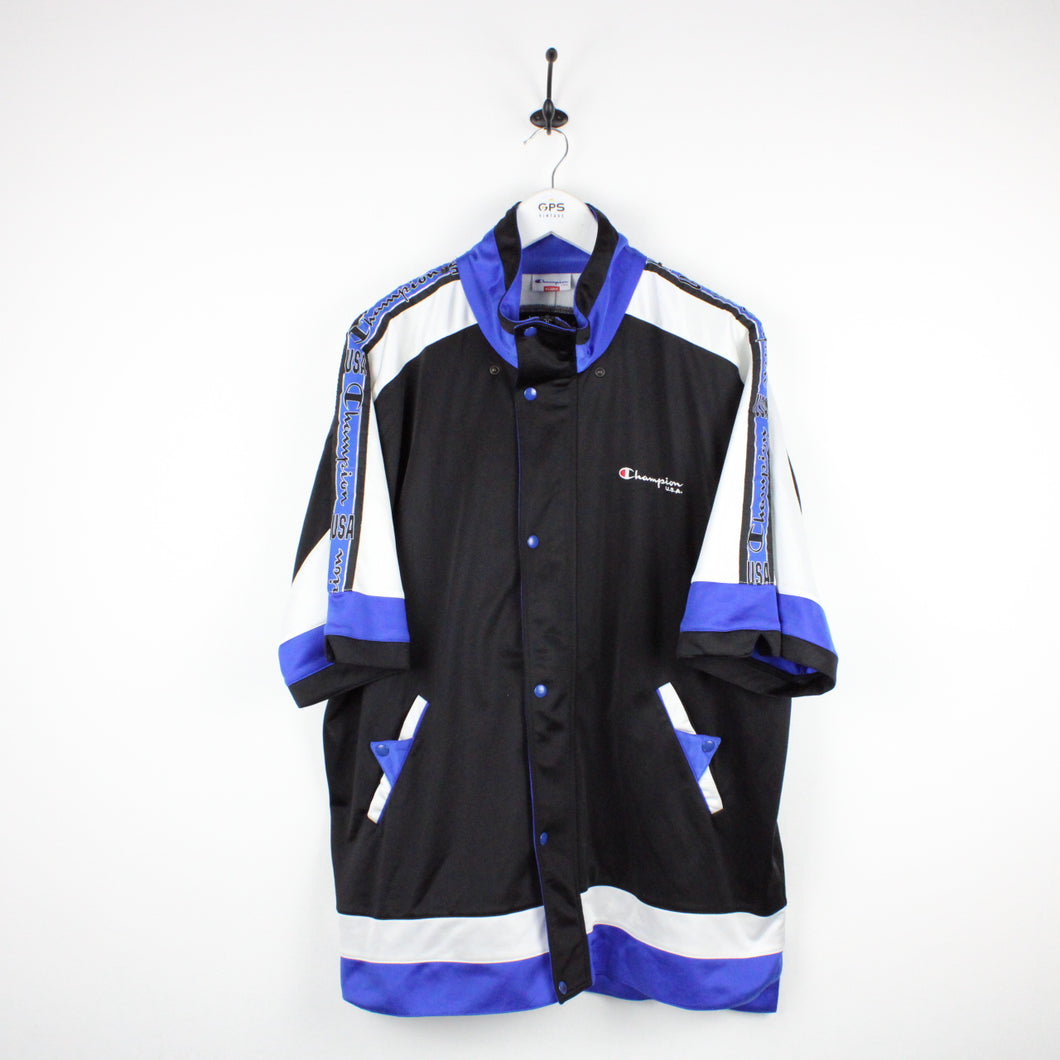 Vintage 90s CHAMPION USA Track Top Black | XL