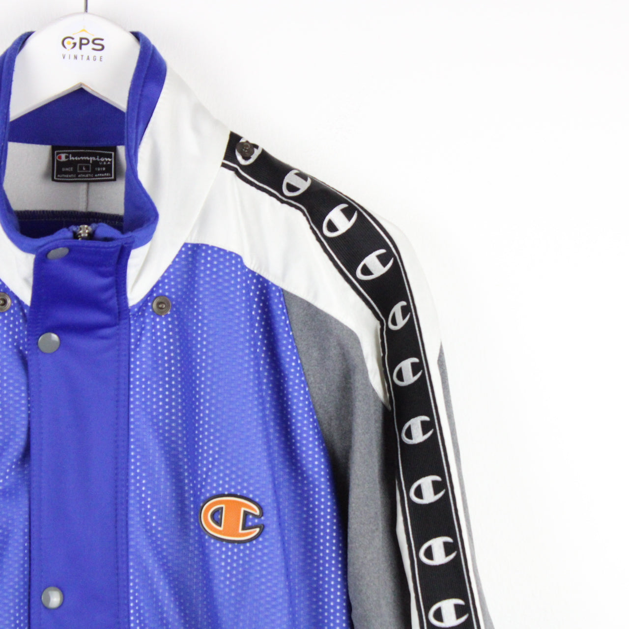 Vintage 90s CHAMPION Track Top Blue GPS Vintage