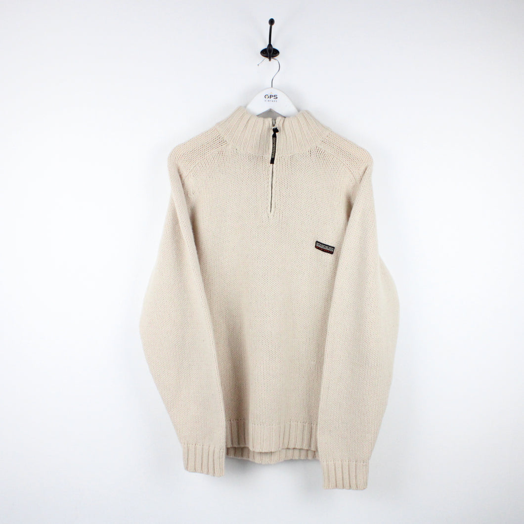 NAPAPIJRI 1/4 Zip Sweatshirt Knit Beige | GPS Vintage