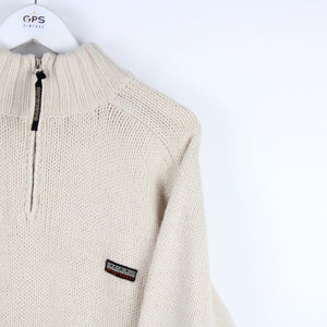 NAPAPIJRI 1/4 Zip Knit Sweatshirt Beige | Medium
