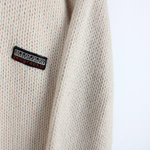 NAPAPIJRI 1/4 Zip Knit Sweatshirt Beige | Medium