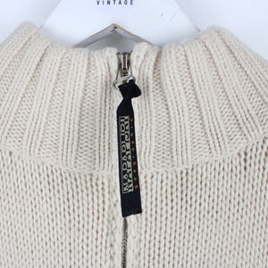 NAPAPIJRI 1/4 Zip Knit Sweatshirt Beige | Medium
