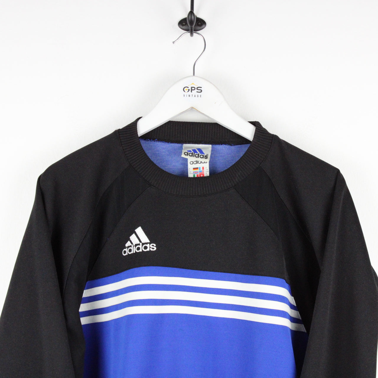 Vintage 90s ADIDAS Sweatshirt Blue | Large