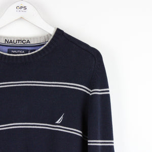 NAUTICA Knit Sweatshirt Navy Blue | Large