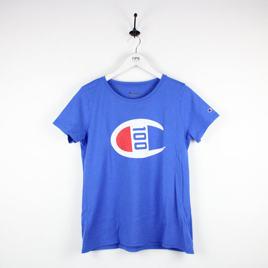 Womens CHAMPION T-Shirt Blue | Medium
