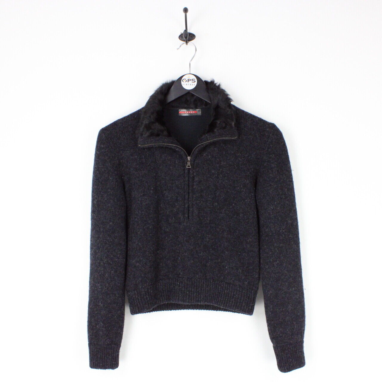 Womens PRADA 00s Wool Jumper Grey | Small