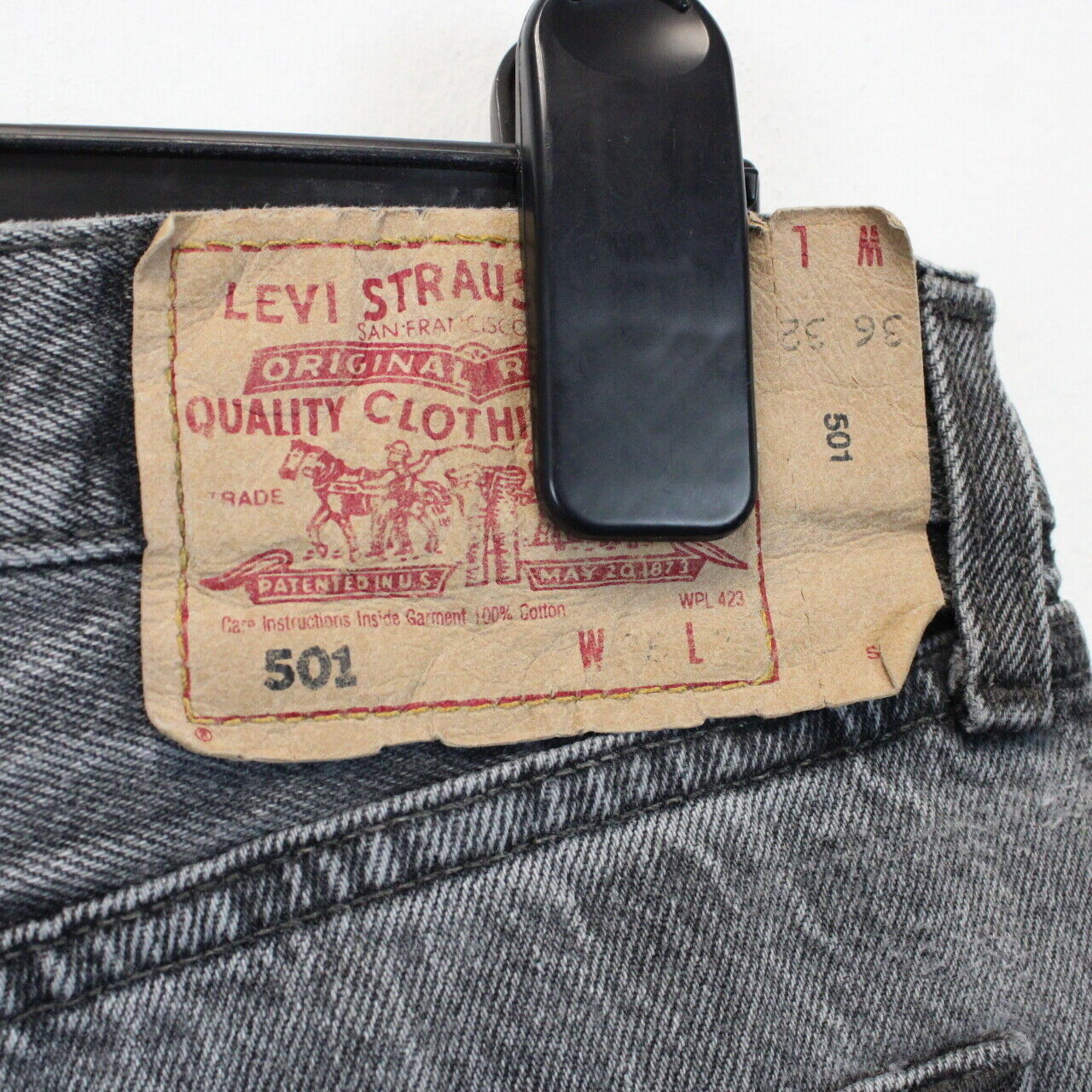 LEVIS 501 Denim Jeans Grey Charcoal | W36 L30