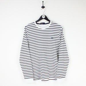 Mens FRED PERRY Long Sleeve T-Shirt White | Medium