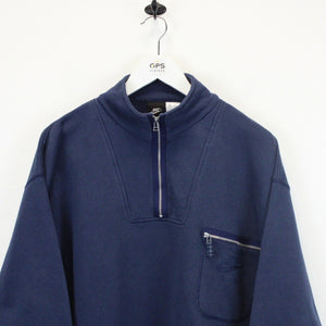 NIKE AIR 90s 1/4 Zip Sweatshirt Navy Blue | Large