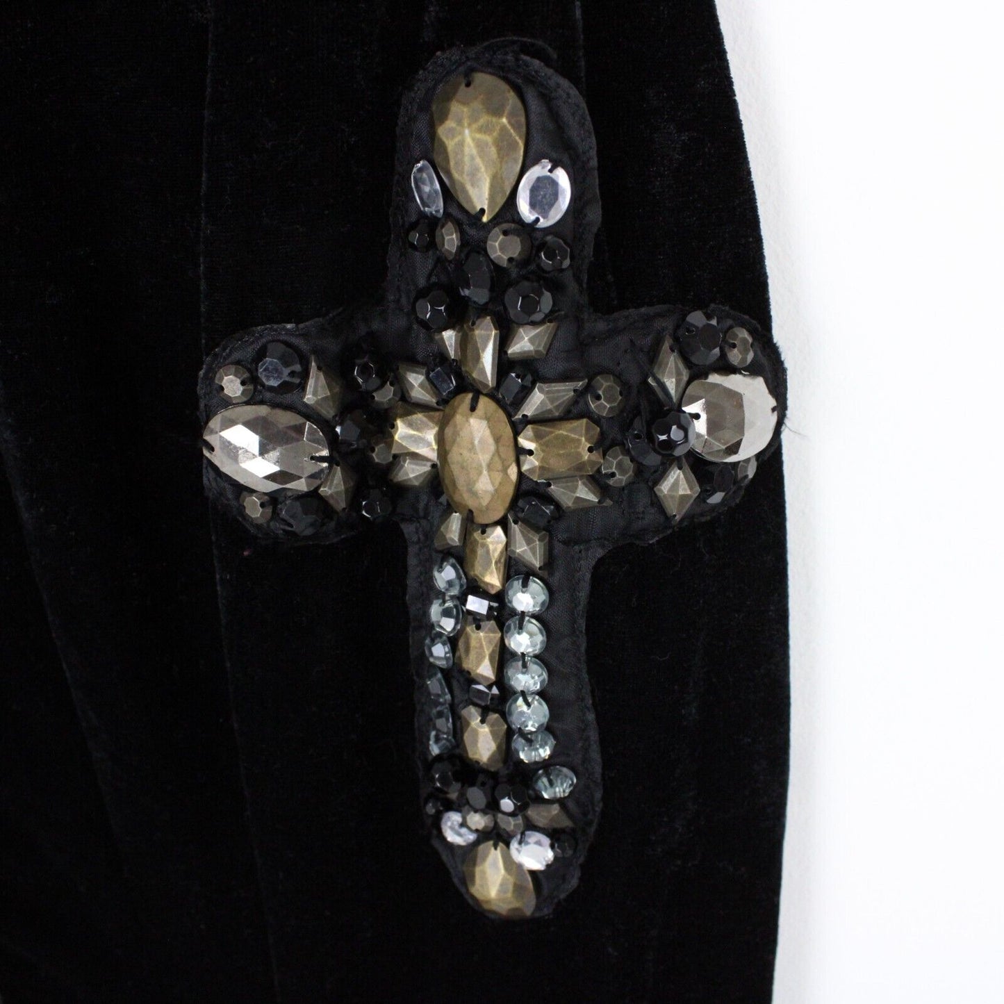 Womens Gothic Velvet Embellished Dress Black | Large
