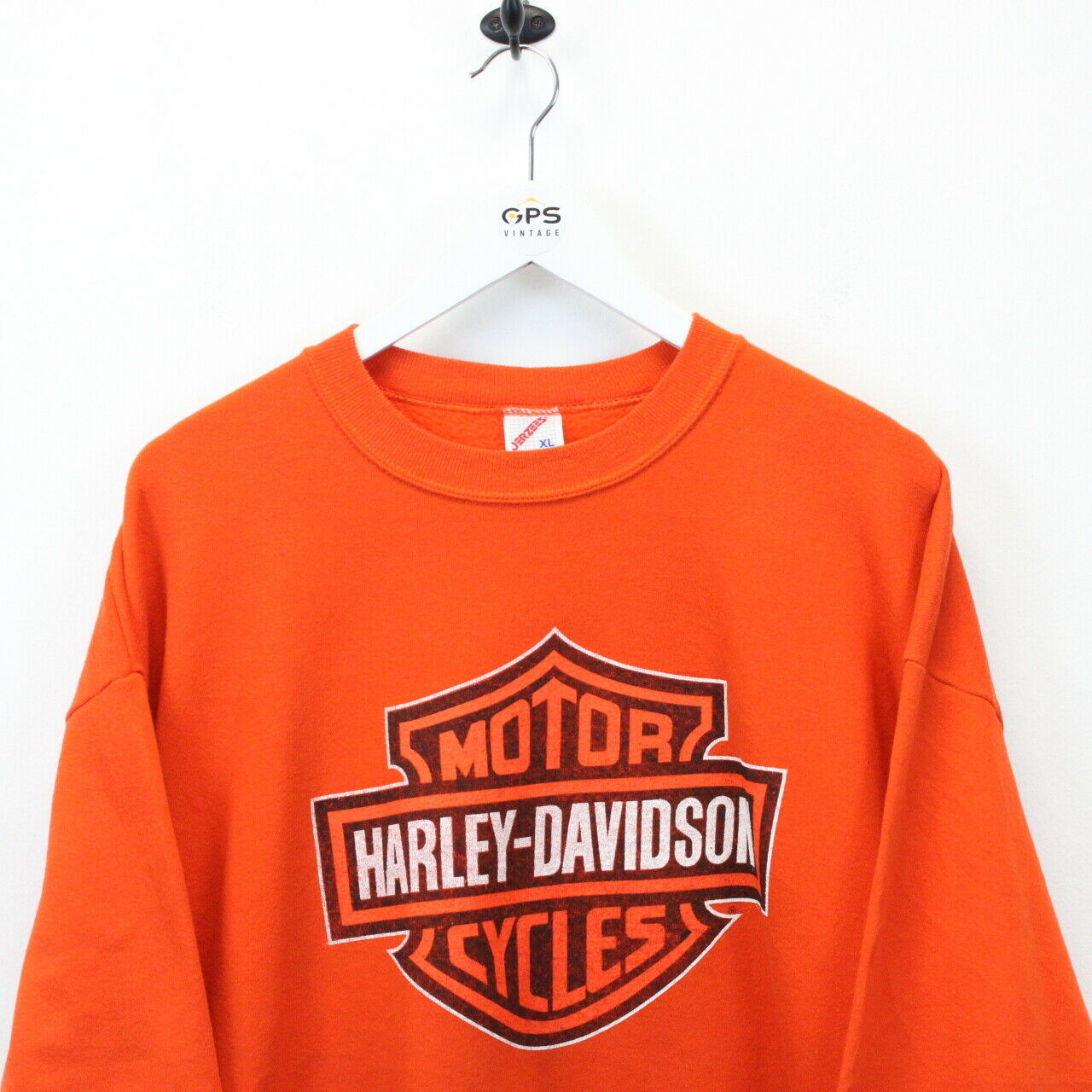 HARLEY DAVIDSON 90s Sweatshirt Orange Large