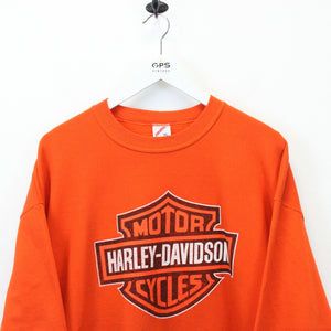 HARLEY DAVIDSON 90s Sweatshirt Orange | Large