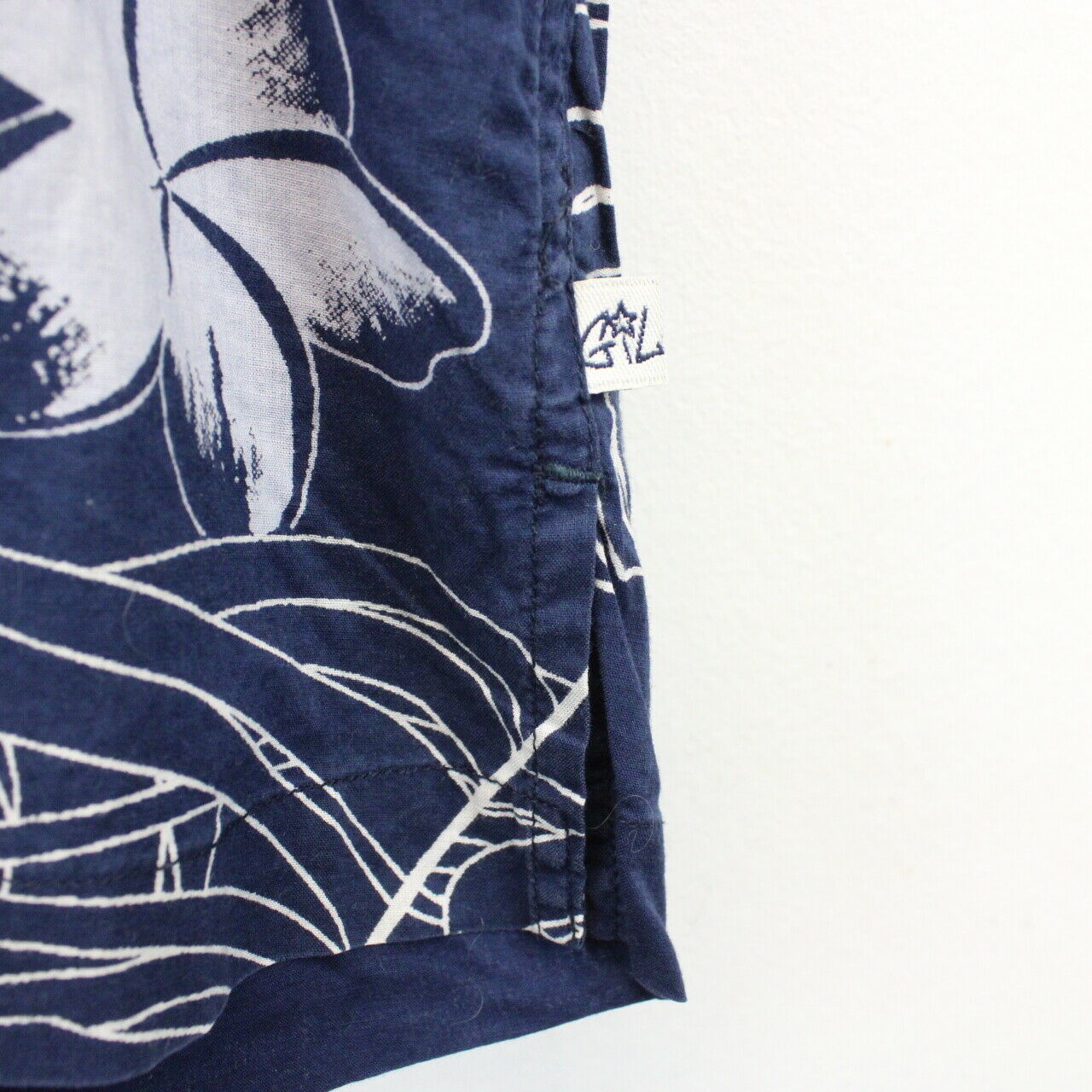 90s Hawaiian Shirt Navy Blue | Large