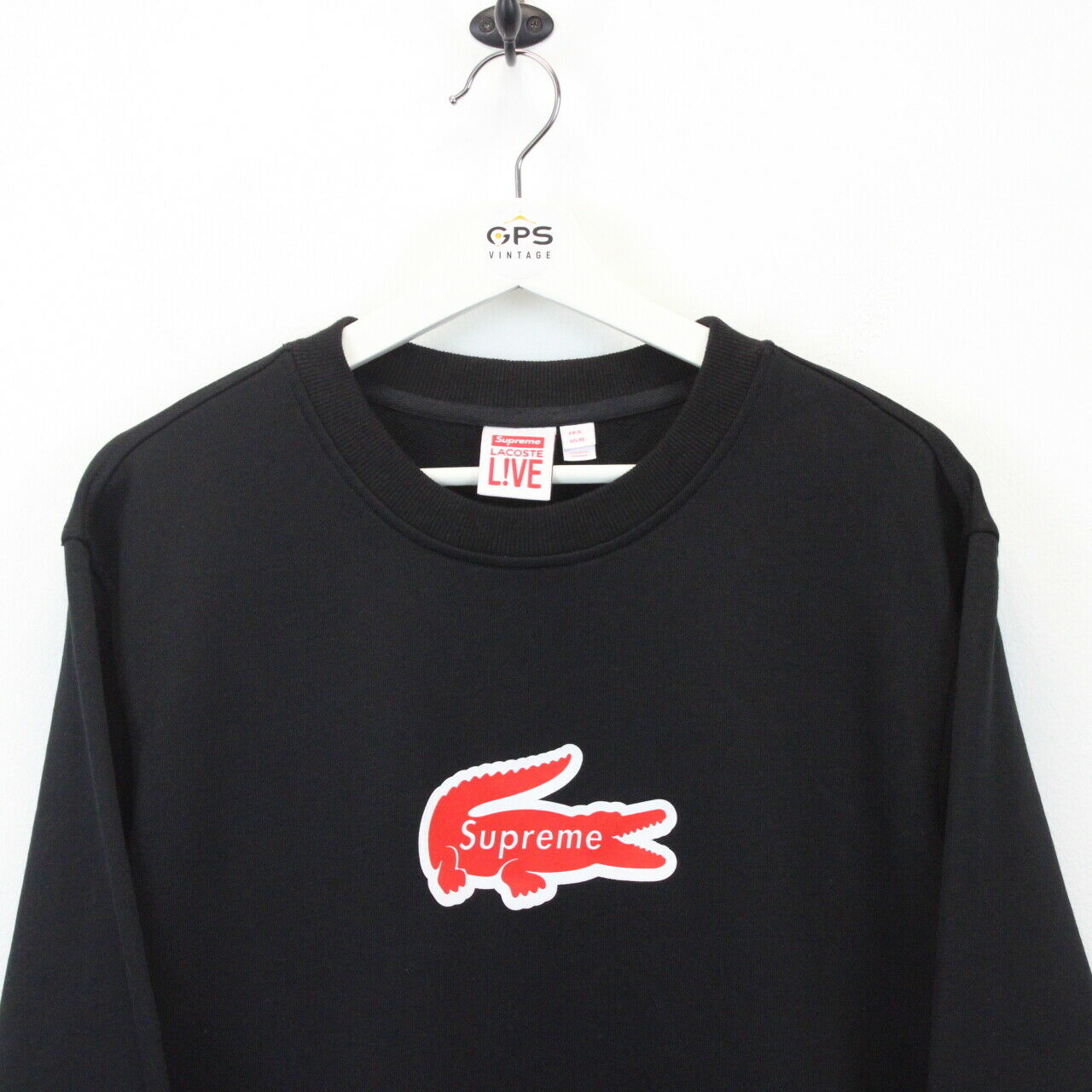 SUPREME LACOSTE Sweatshirt Black | XL