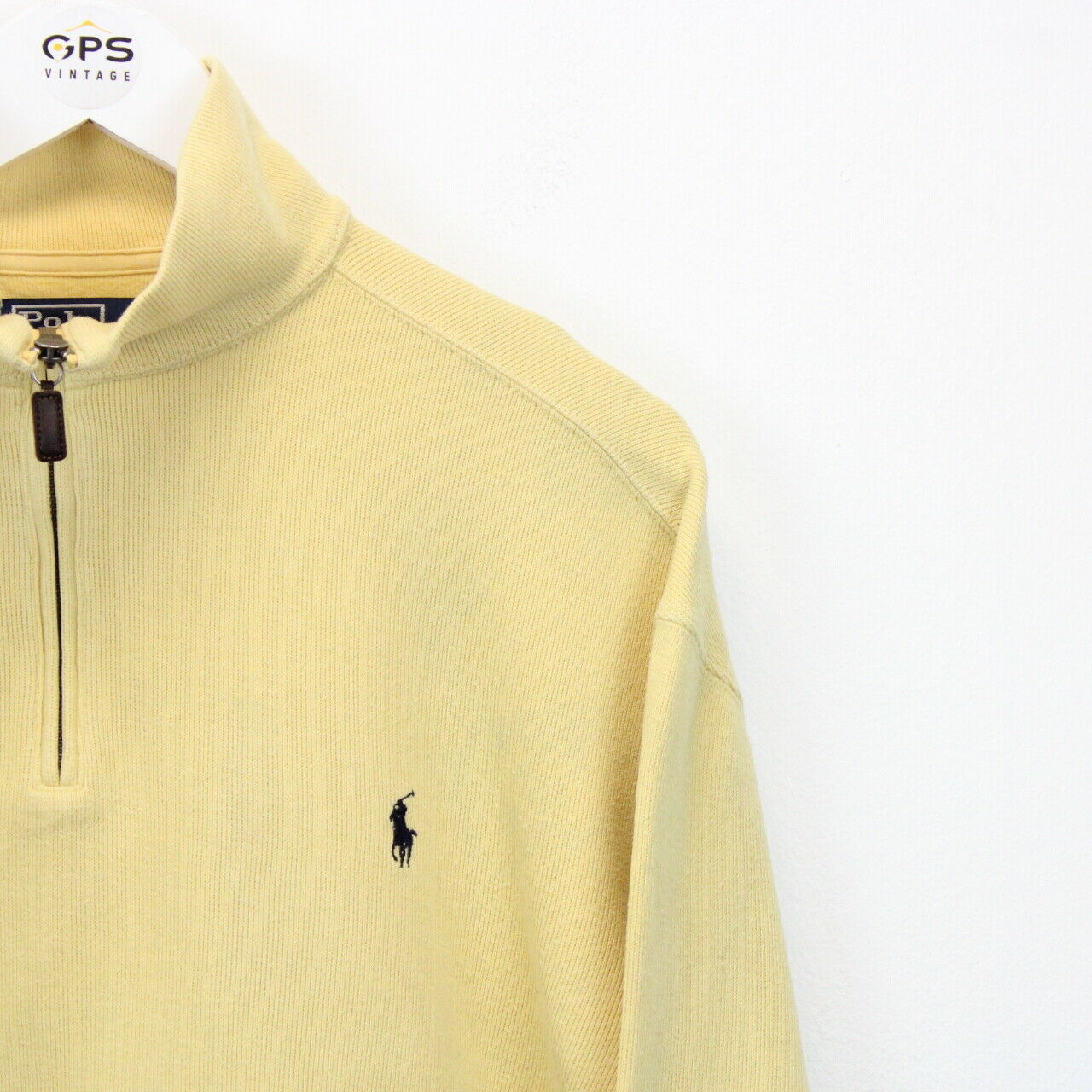 RALPH LAUREN 90s 1/4 Zip Sweatshirt Yellow | Medium